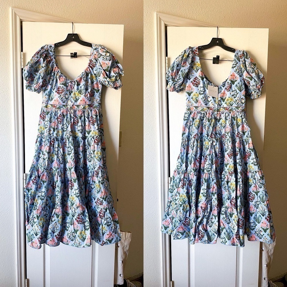 Agua Bendita Palmera Magdalena Dia Floral Midi Dress Multicolor Size Large NWT - Picture 2 of 11